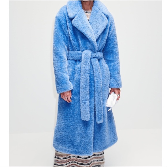 A.L.C. Jackets & Blazers - Worn once A.L.C. blue oversized belted Anderson faux fur Sherpa jacket coat
